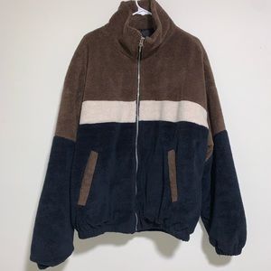 Borg/sherpa high neck zip-up sweatshirt (unisex)